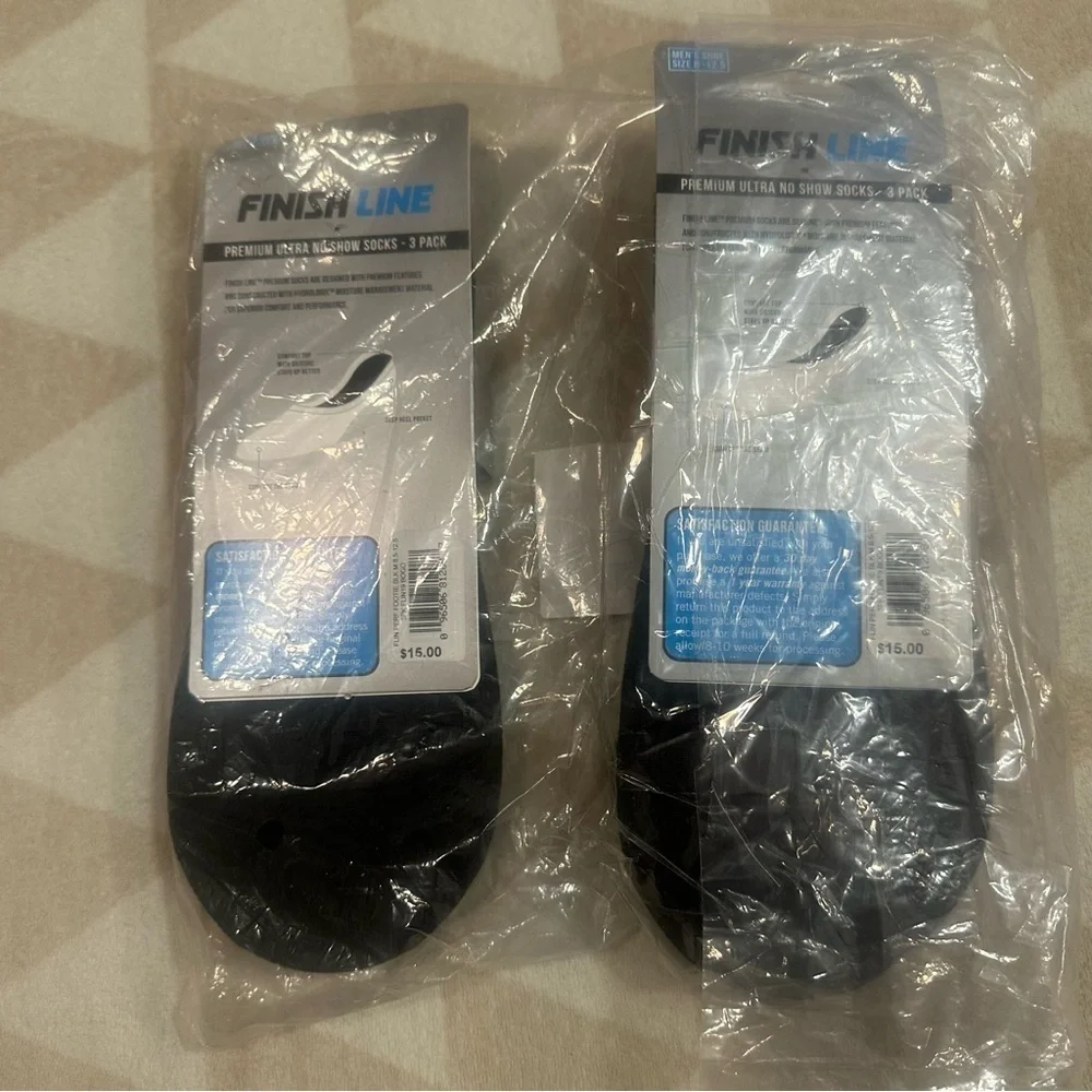 Finish line 3 pack premium ultra no show footie socks mens 8.5-12.5